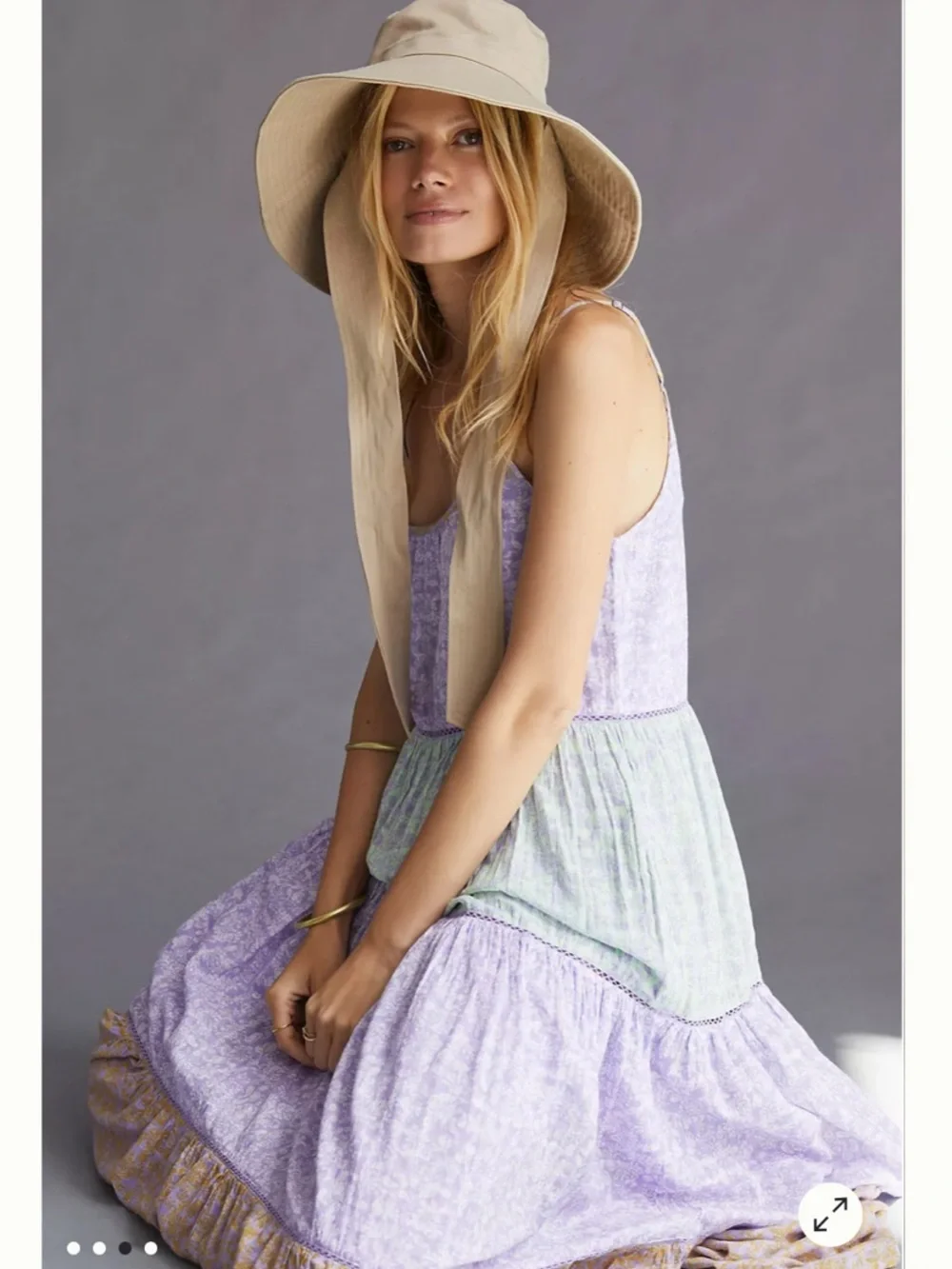 ANTHRO X Roller Rabbit Purple Green Ismay Dakota Tiered Boho Maxi Dress Medium - Picture 3 of 16